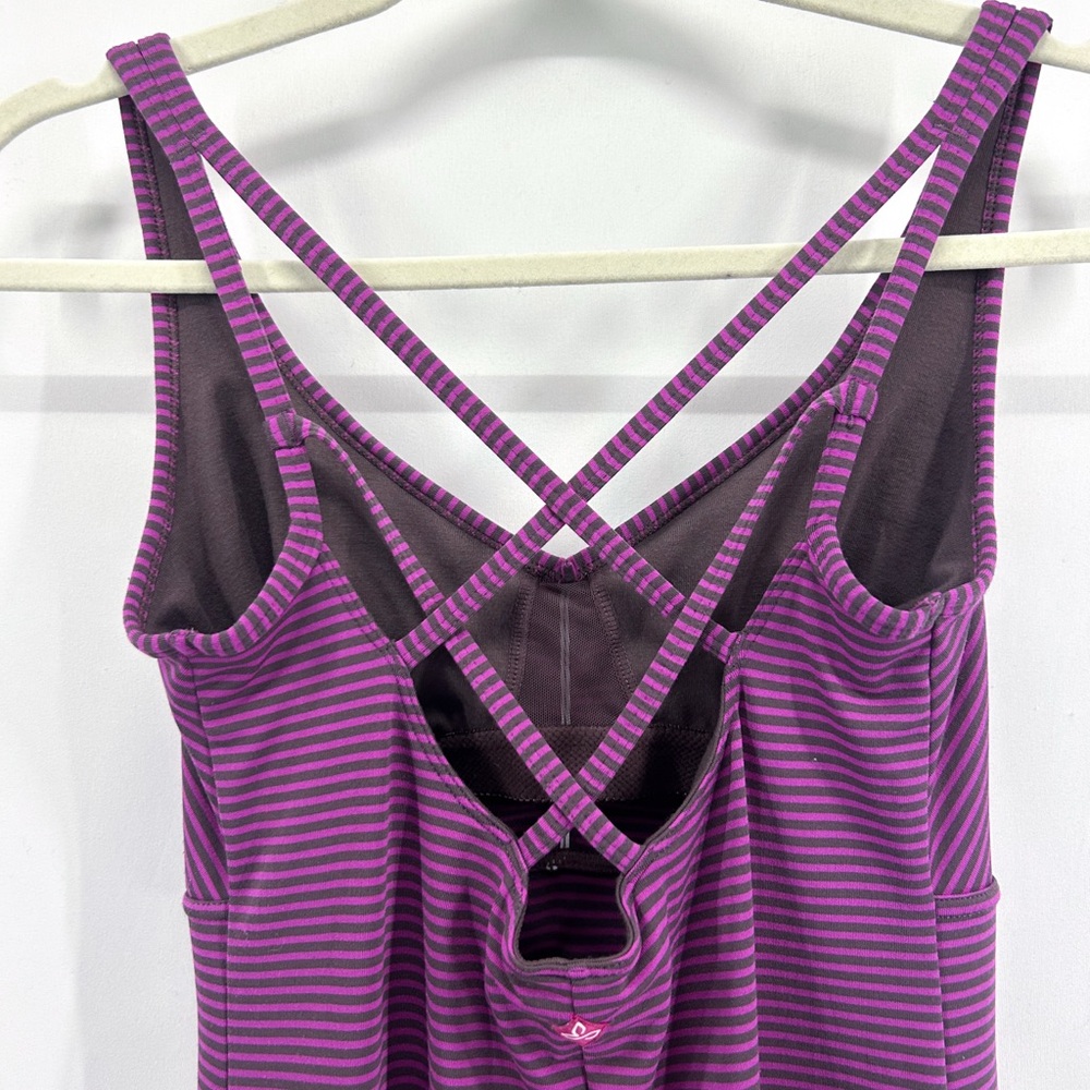 Prana Rebecca Purple Striped Active Mini Dress Built in Bra X-Small NWT - Picture 5 of 7